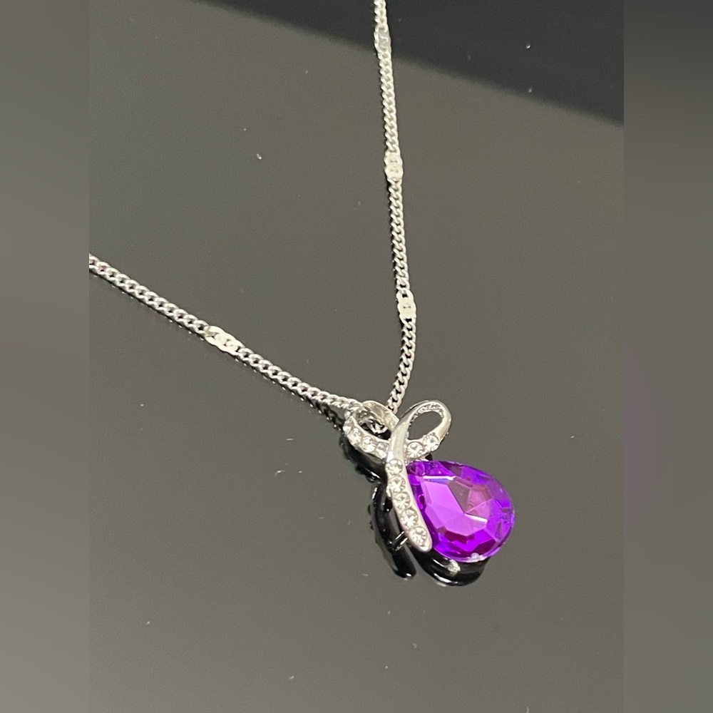 18K White Gold Plated with Swarovski Crystals Elements Amethyst Purple